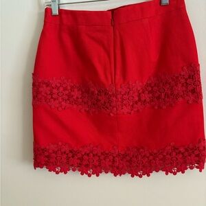 J. Crew Red Floral Lace Mini Skirt